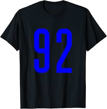 Amazon.com: All Sports Fan Favorite Blue Number #92 Jersey T